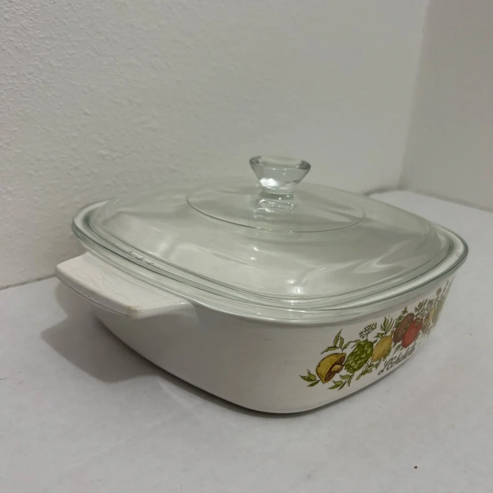 White Glass Casserole Dish with Lid